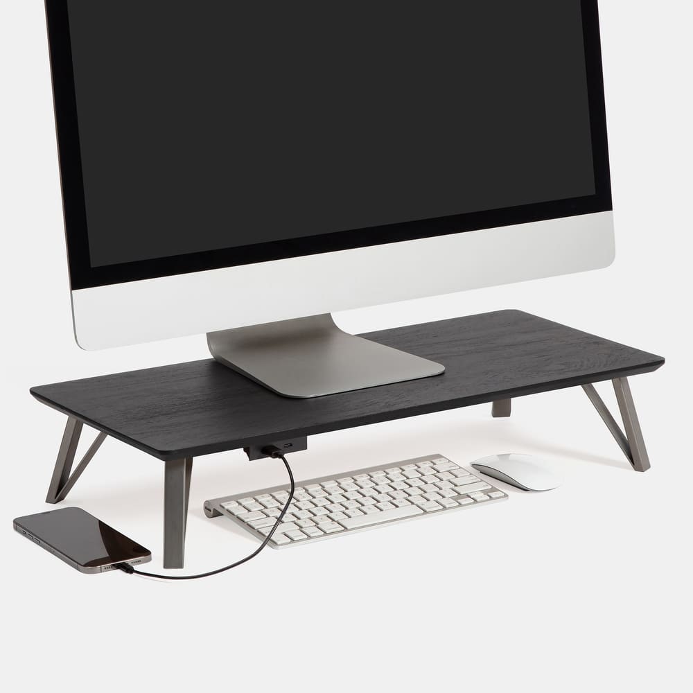 Jani Wood Monitor Stand Riser Desk - Ergonomic Design Stand, Desktop Organizer Table for Home, Office Workspace, Gaming Desk