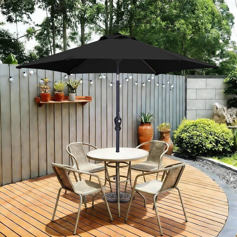 Autlaycil 7.5ft Outdoor Patio Umbrella with Tilt & Crank Base included - Black