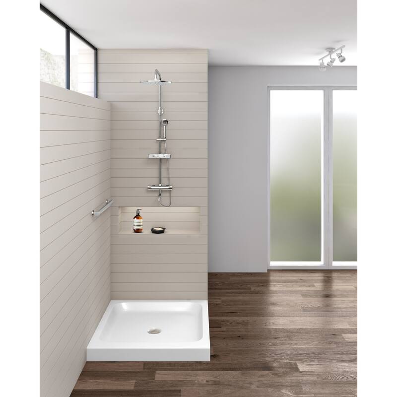 Fine Fixtures Single Threshold Acrylic Shower Base - Non-Slip Textured Surface Shower Floor Pan