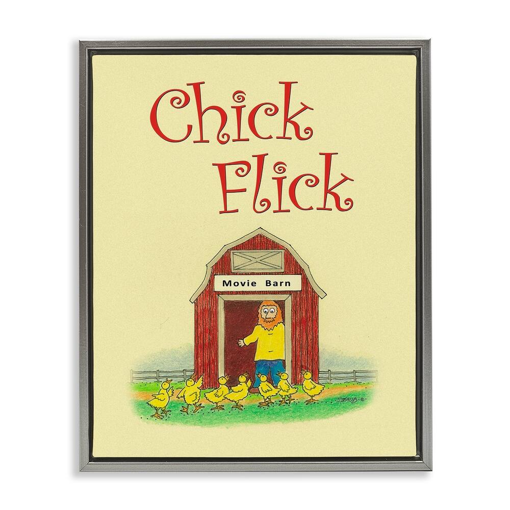 Stupell Chick Flick Vintage Pun Framed Floater Canvas Wall Art Design By Roger Straub