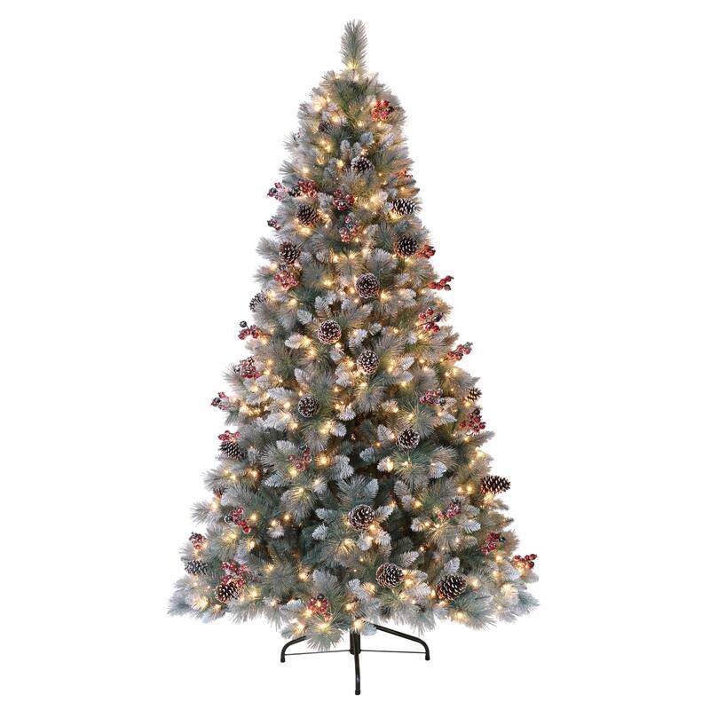 Puleo International 7.5' Pre-Lit Sterling Pine Christmas Tree