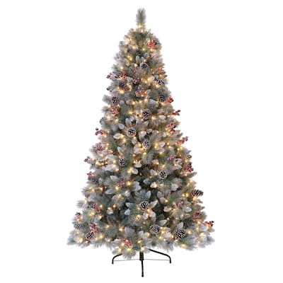 Puleo International 7.5' Pre-Lit Sterling Pine Christmas Tree