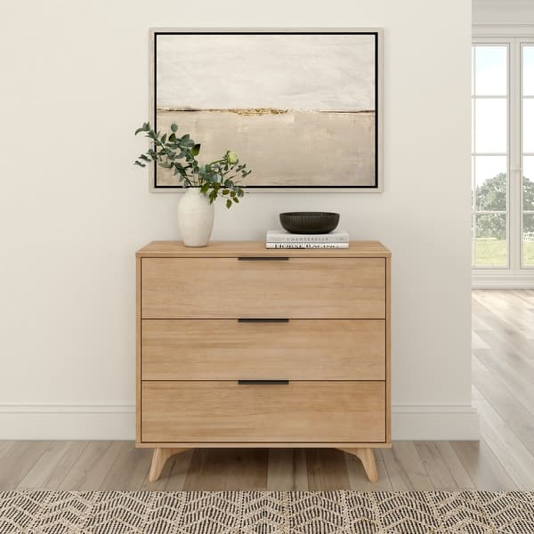 dresser 3 drawers Modern 3-Drawer White Small Solid Wood Chest of Drawers, Scandinavian Minimalist Dresser for Bedroom, Easy Assembly this versatile storage cabinet is built for longevity and easy maintenance Stella White 3 Drawer Dresser