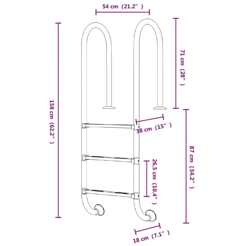 vidaXL Pool Ladder Silver 304 Stainless Steel Standard/Medium/Large