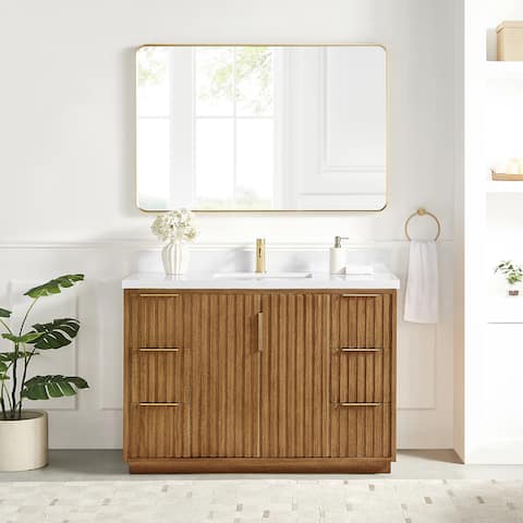Bangkok Bath Vanity with White Grain Stone Top, no Mirror