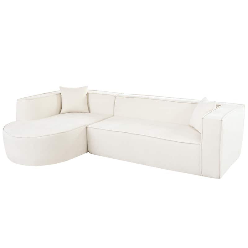 Modern Sectional Sofa, Chenille Modular L-Shape Sofa Couch with 2 Plush Throw Pillows, Curved Sponge Sleeper Couch