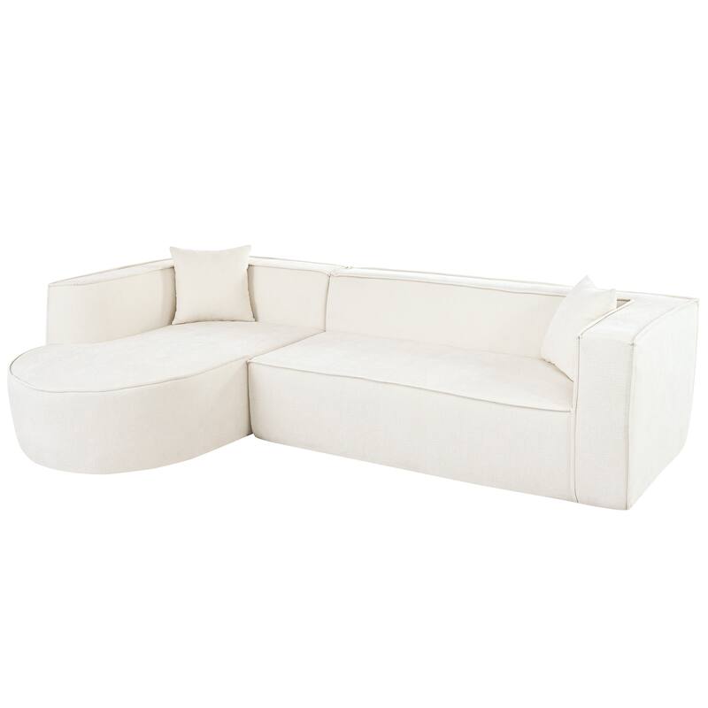 Modular L-Shape Sectional Sofa with Chaise, High Density Sponge Sectional Sofa, Chenille Fabric Sofa with 2 Throw Pillows