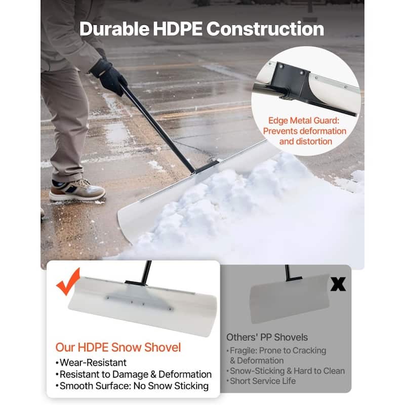 Plastic Snow Shovel with Widened Blade and Textured Anti-Slip Handle for Easy Snow Removal
