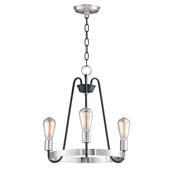 slide 1 of 1, Haven 3-light 18.5" Wide Steel Chandelier black / satin nickel