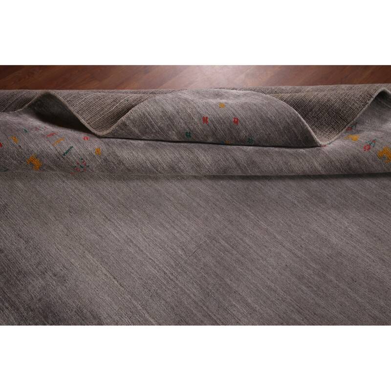 Gray Gabbeh Indian Area Rug Handmade Silk Carpet - 7'10"x 9'7"