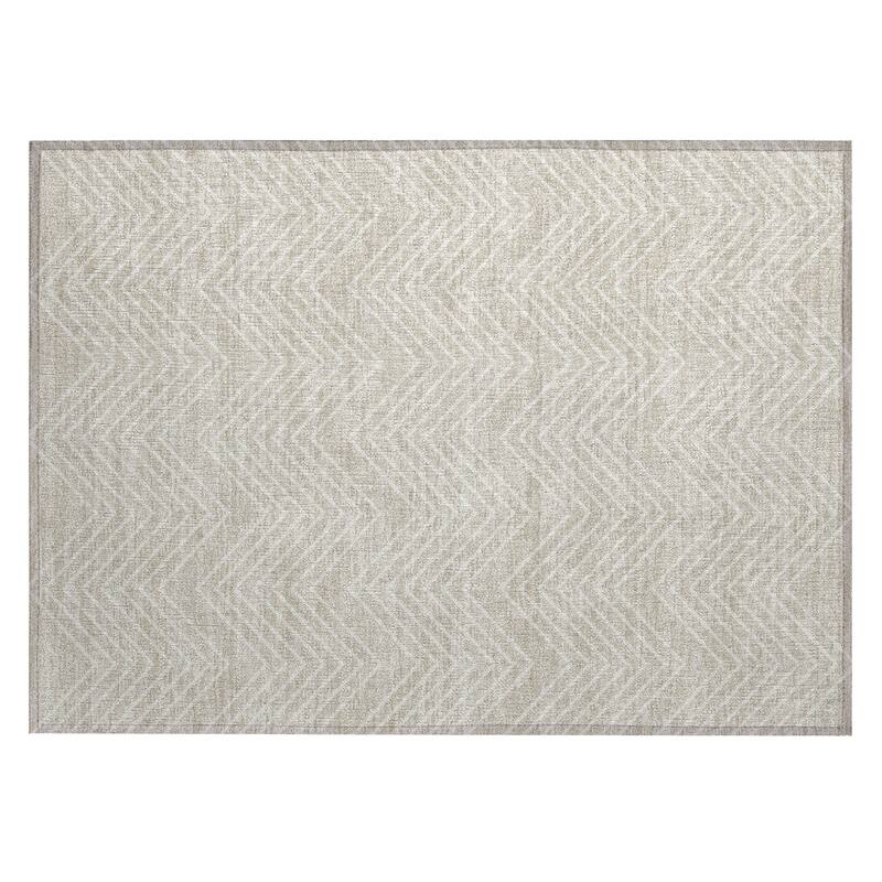 Machine Washable Indoor/ Outdoor Modern Chevron Chantille Rug
