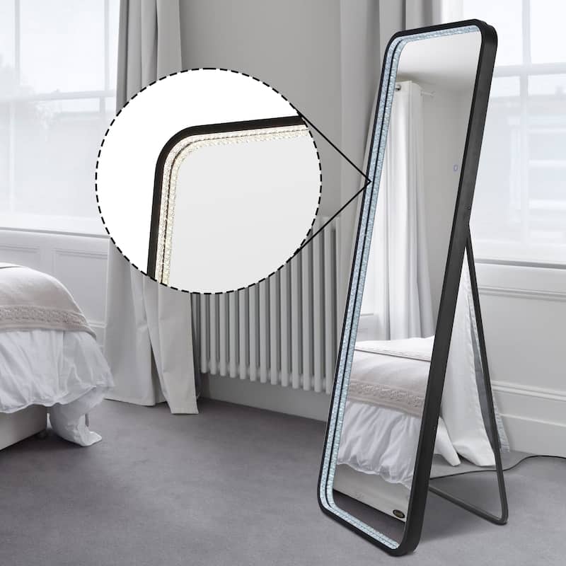 Tatum 65 in. H x 24 in. W Large Crystal Lining Rectangle Antifog Wall Or Floor Full-Length Mirror & Smart Touch - by JONATHAN Y