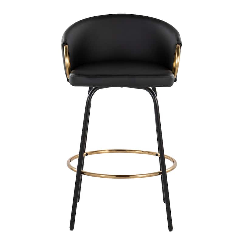 Silver Orchid Battista 26" Fixed-Height Counter Stool with Black Metal Legs & Gold Footrest (Set of 2)