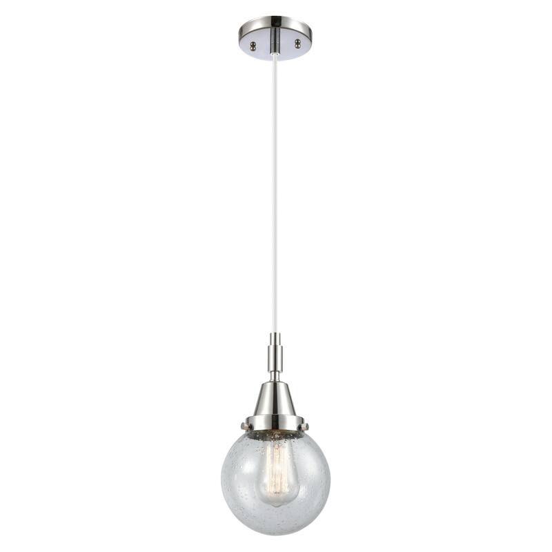 Innovations Lighting Downtown Urban - Caden Beacon - 1 Light 6" Cord Hung Mini Pendant - Polished Chrome/Seedy Shade