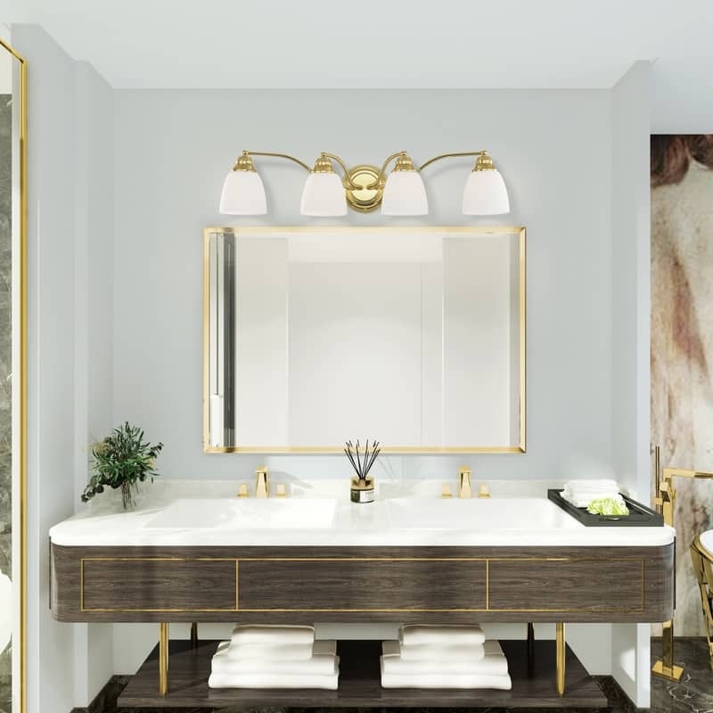 Livex Lighting 4-Light Polished Brass Bath Vanity, 13674-02 - 30" W 7" H 7.5" EXT
