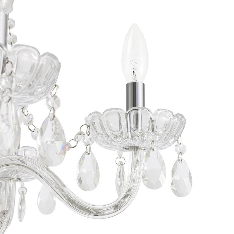 French Glam 5-Light Candle-Style Crystal Chrome Chandelier - 21.3in