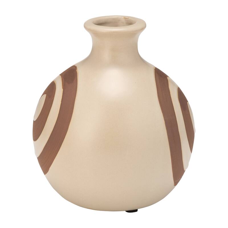 Ceramic Abstract Two-Toned Modern Vase - Ivory, 6"