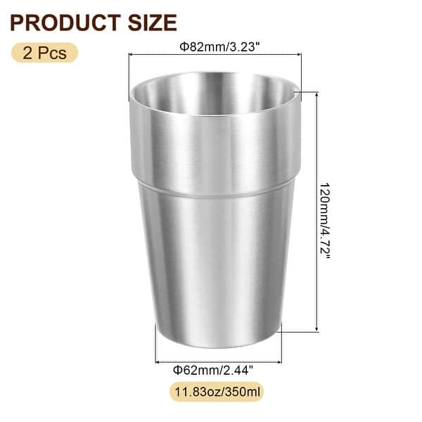 2 Pcs 304 Stainless Steel Cup Double Wall Water Glasses Step Silver - Bed  Bath & Beyond - 41909499