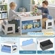 preview thumbnail 11 of 31, Costway Wooden Kids Table and Chairs Set with Double-sided Tabletop,