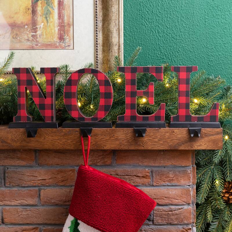 Glitzhome 6-7" H Heavy Duty Christmas NOEL Stocking Holders Mantel Ornament