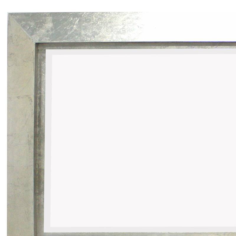 Contemporary Style Rectangular Wooden Frame Wall Mirror, Silver