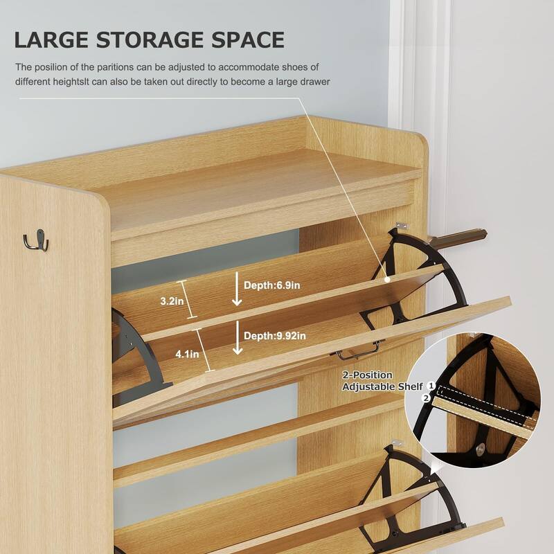 Shoe Cabinet with 2 Flip Drawers - 2 Flip Drawers