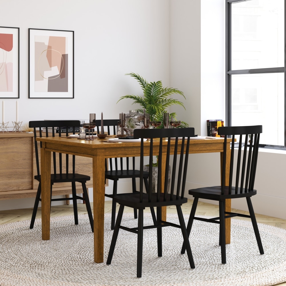 Classic Wood Dining Table with Offset Tapered Legs