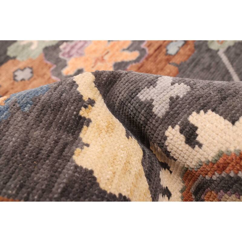 ECARPETGALLERY Hand-knotted Modern Oushak Charcoal Wool Rug - 8'0 x 9'11
