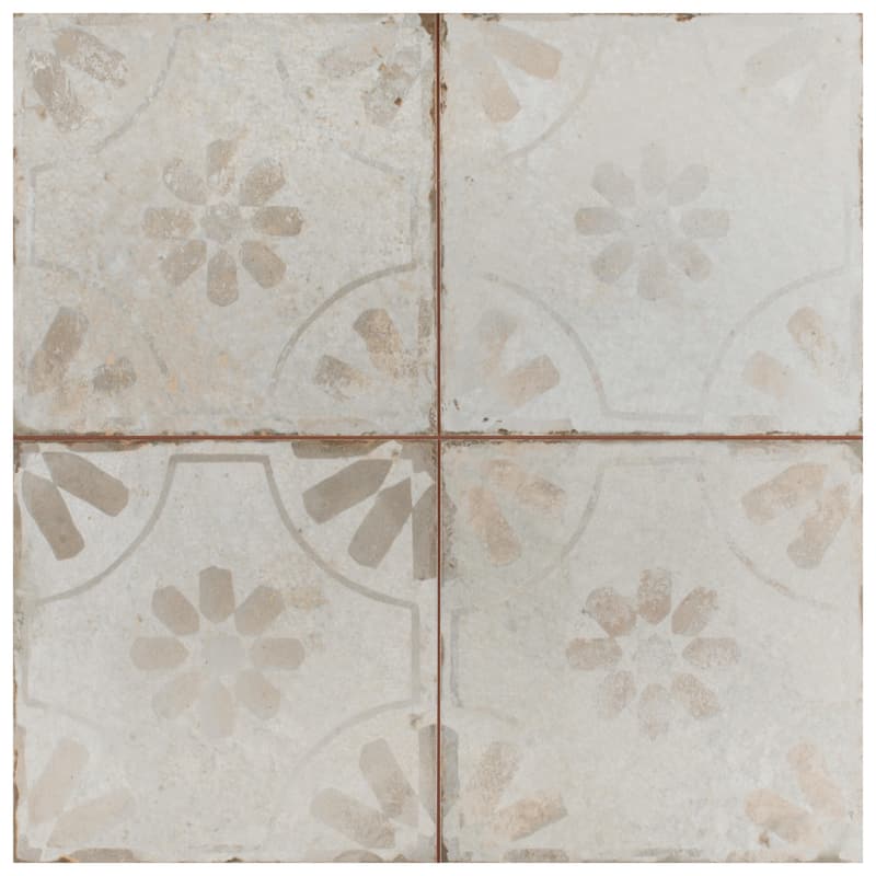 Merola Tile Kings Blume White 17-5/8" x 17-5/8" Ceramic Floor and Wall Tile