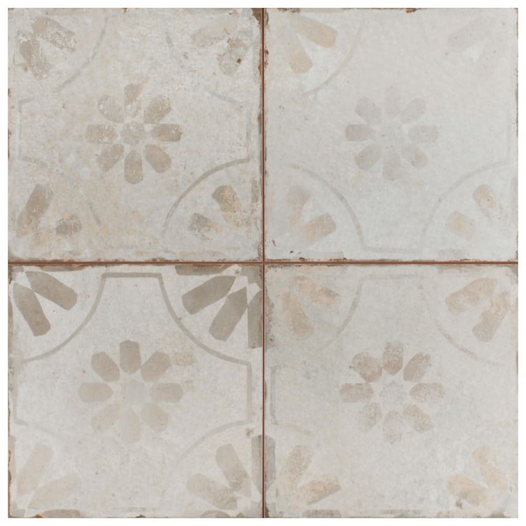 Merola Tile Kings Blume White 17-5/8" x 17-5/8" Ceramic Floor and Wall Tile