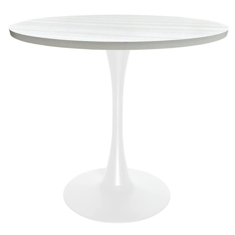 Bristol 36" Round Dining Table for 4 with MDF Top and Modern White Iron Base for Kitchen & Dining Room