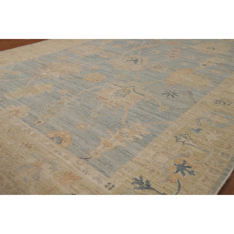 Vegetable Dye Oushak Turkish Runner Rug Hallway Handmade Wool Carpet - 5'3"x 16'0" - 5'3"x 16'0" - Blue