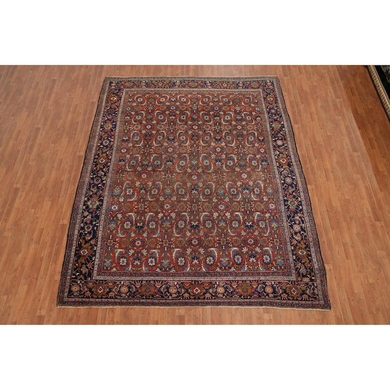 Hand Knotted Oriental 100% Wool Carpet Traditional All-Over Oranges & Rust Heriz Area Rug - 11' 4'' X 8' 11''