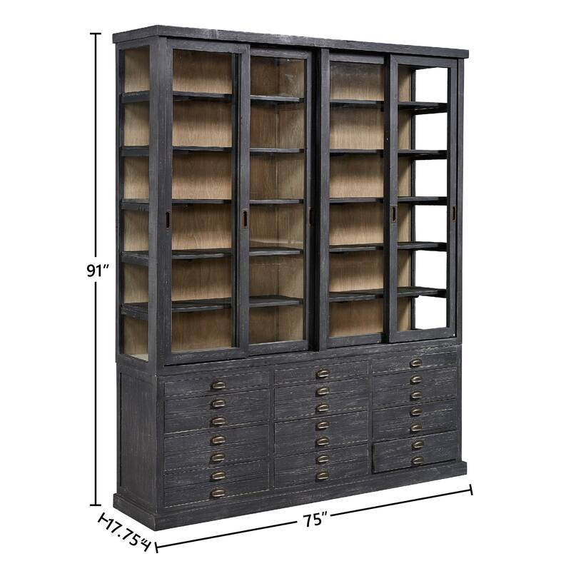 Upper Westside Large 12-Shelf Display Case with 12-Drawer Storage