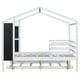 preview thumbnail 10 of 41, Full Size Wood House Bed with Roof & Fence, Multifunction Daybed Frame w/ Writing Board & Trundle for Kids Teens Girls/Boys