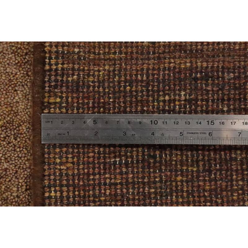 Hand Knotted Oriental 100% Wool Carpet Modern Solid Brown Gabbeh Area Rug - 7' 8'' X 5' 2''