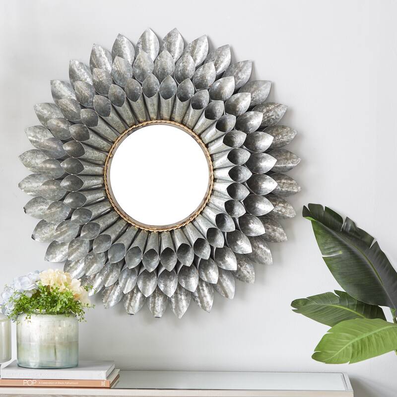 Grey Iron Contemporary Wall Mirror 32 x 32 x 4 - 32 x 4 x 32Round