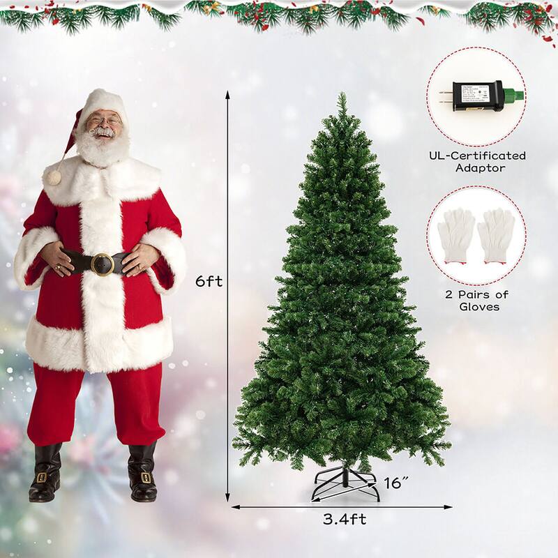 Gymax 6 FT Pre-Lit PVC Christmas Tree & Storage Bag w/ Warm White LED