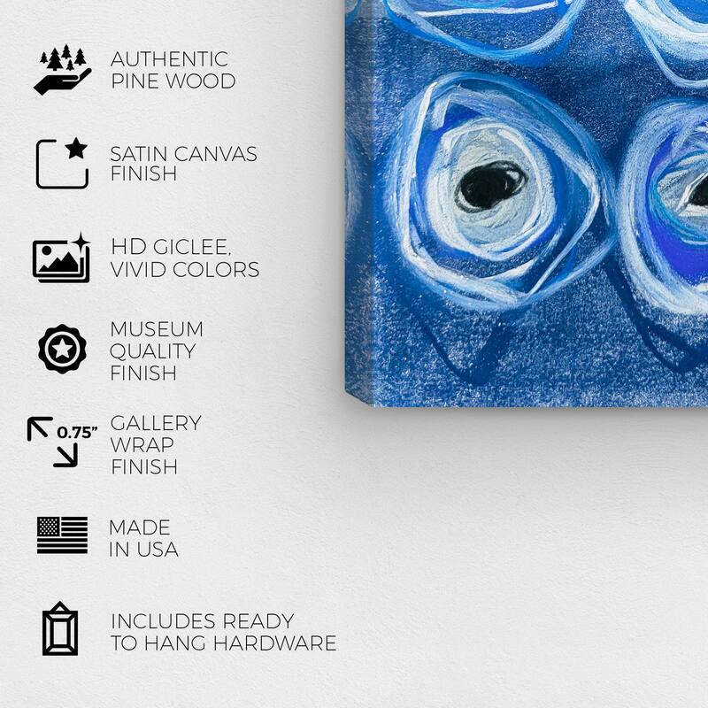 Wynwood Studio Abstract Evil Eye Beads Blue and Modern & Contemporary Wall Art Canvas Print