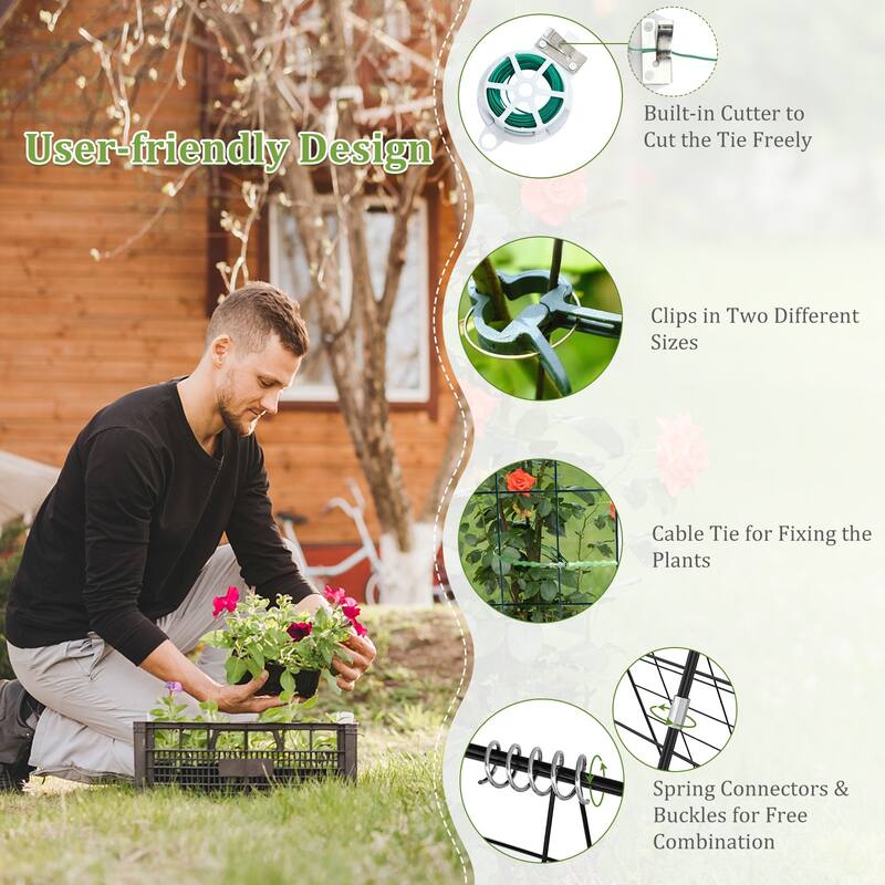 Costway 4 PCS Foldable Cucumber Trellis A-Frame Plant Supports with - See Details