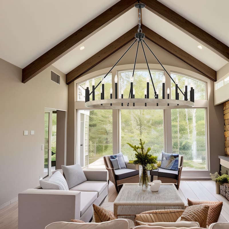 Acroma 24-light 47In Modern Farmhouse Large Wagon Wheel Chandelier