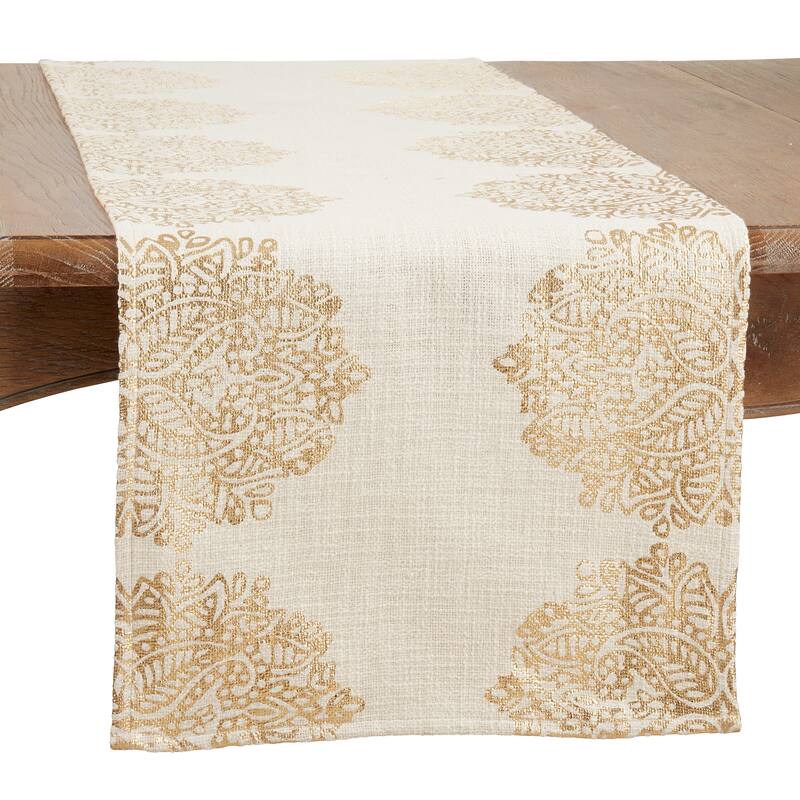 Medallion Design Foil Print Table Runner - 16"x72"