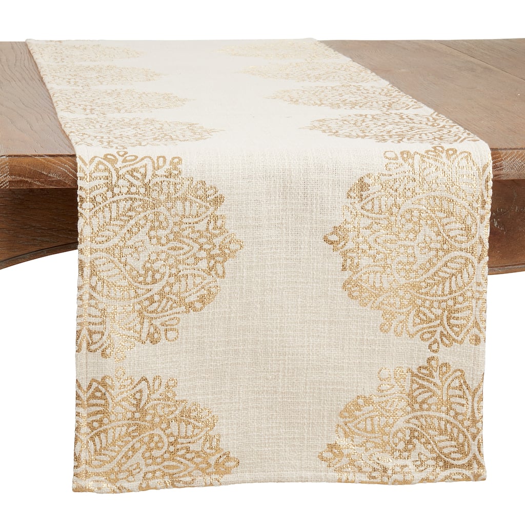 Medallion Design Foil Print Table Runner - 16"x72"