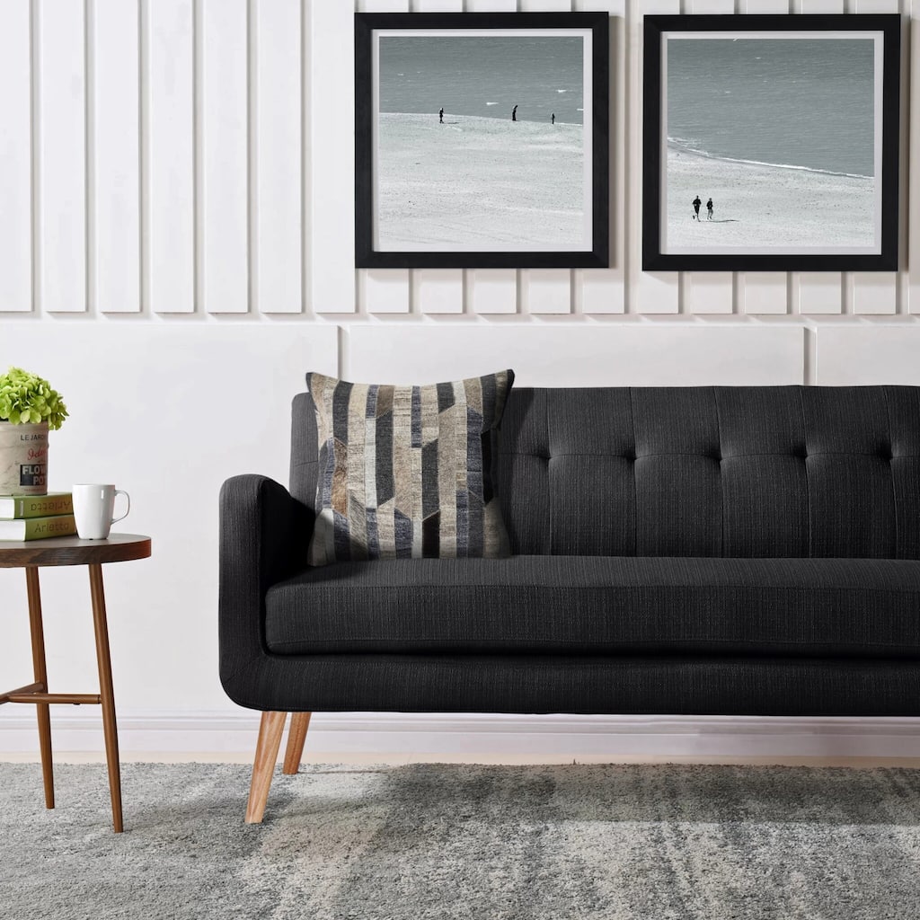 Sevita Multicolored Striped Faux Leather Throw Pillow