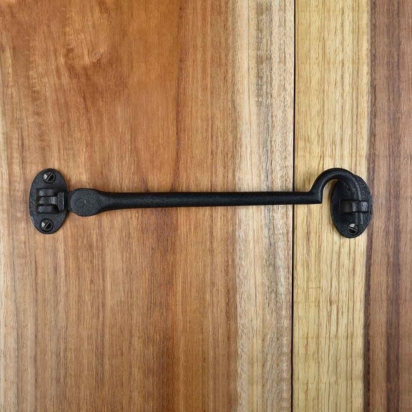 Black Wrought Iron Cabin Hook Eye 6.5 Inches Long Large Antique