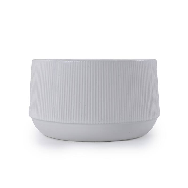 2 Pieces Ceramic Flowerpot, Modern Planter for Patio, Garden or Windowsills - Gloss White