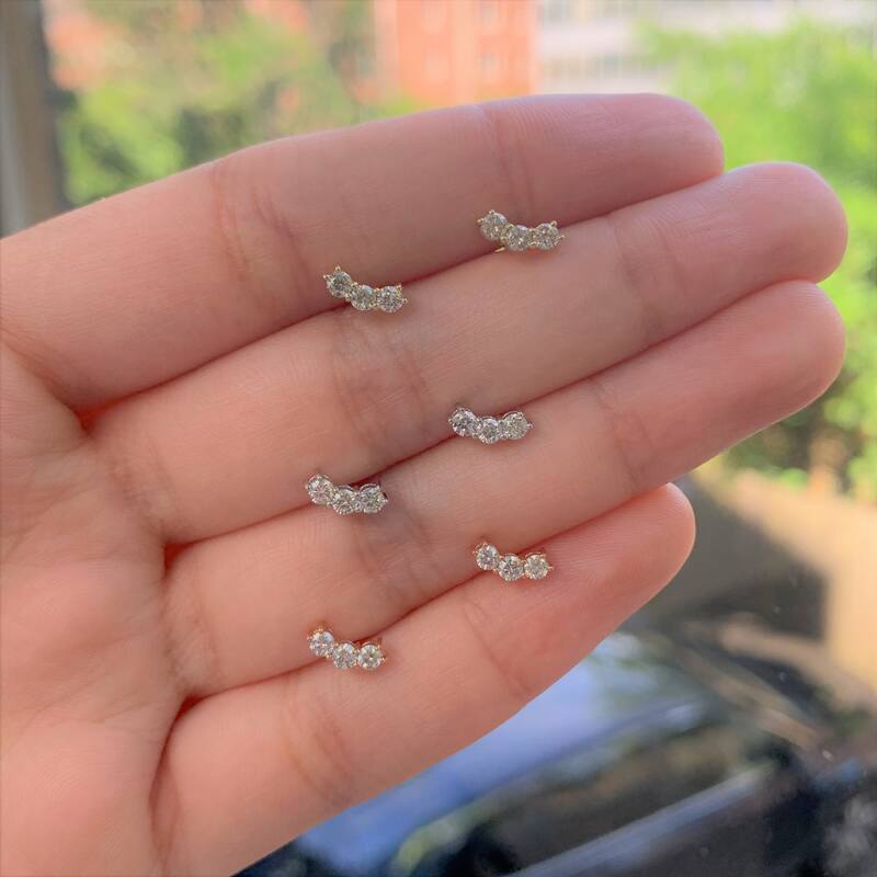 Joelle Collection Diamond Earrings 1/3 cttw 3-Stone Cluster Earrings 14K Gold Beautiful Gift