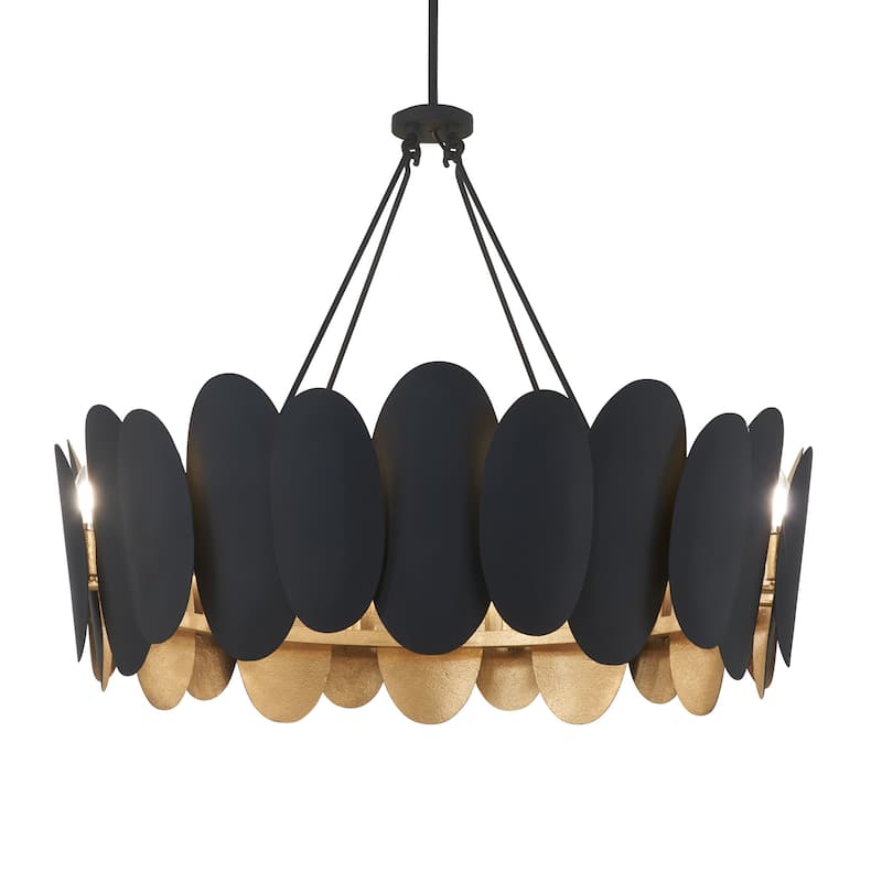 Minka Lavery 1418 Vailen 12 Light 36" Wide Multi Light Pendant - Dark Matte Black / Textured Gold