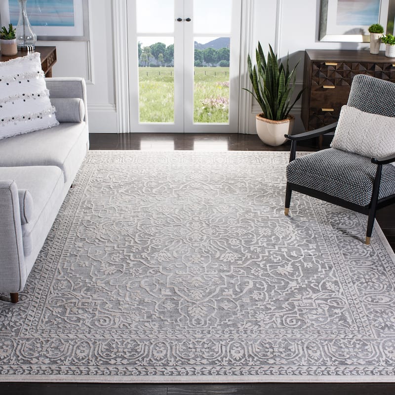 SAFAVIEH Reflection Suhad Oriental Rug - 9' x 12' - Dark Grey/Cream - Rectangle