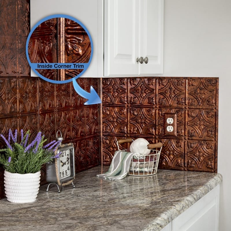 FASÄDE 47 in. Decorative Vinyl Inside Corner Trim Moonstone Copper (5 Pack) - 5 Pack